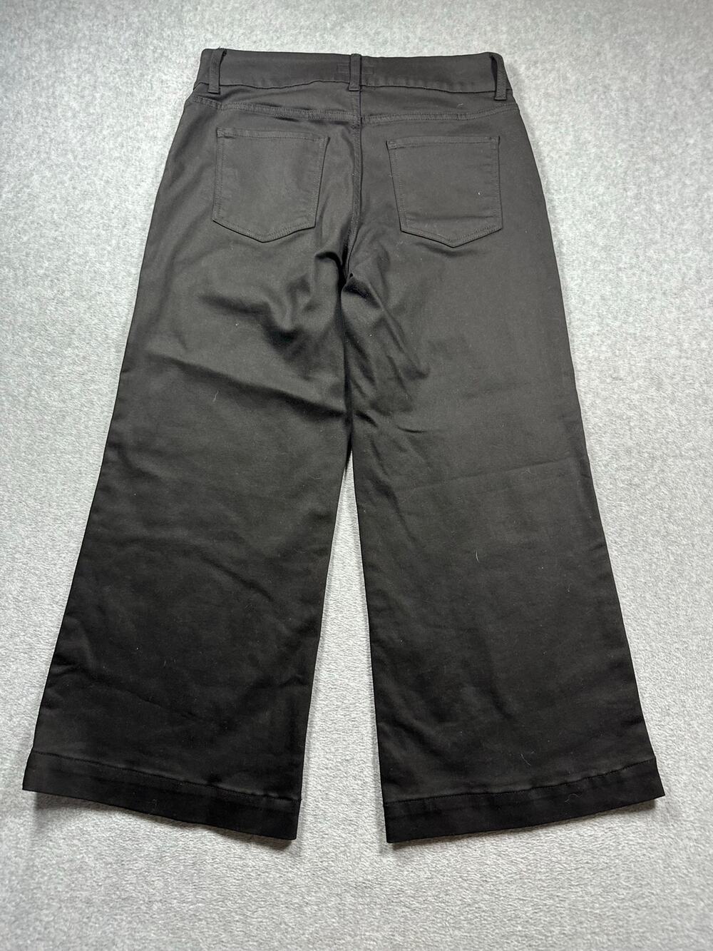 KUT from the Kloth Meg Wide Leg Pants Women's Size W32 Black High Rise Cropped